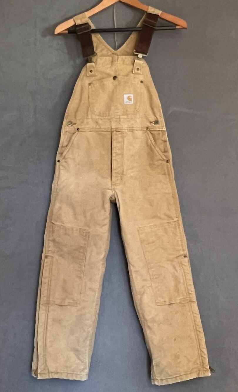 Carhartt Bib Overalls Youth XL Duck Brown Double Knee Insulated Quilted Y2K VTG
